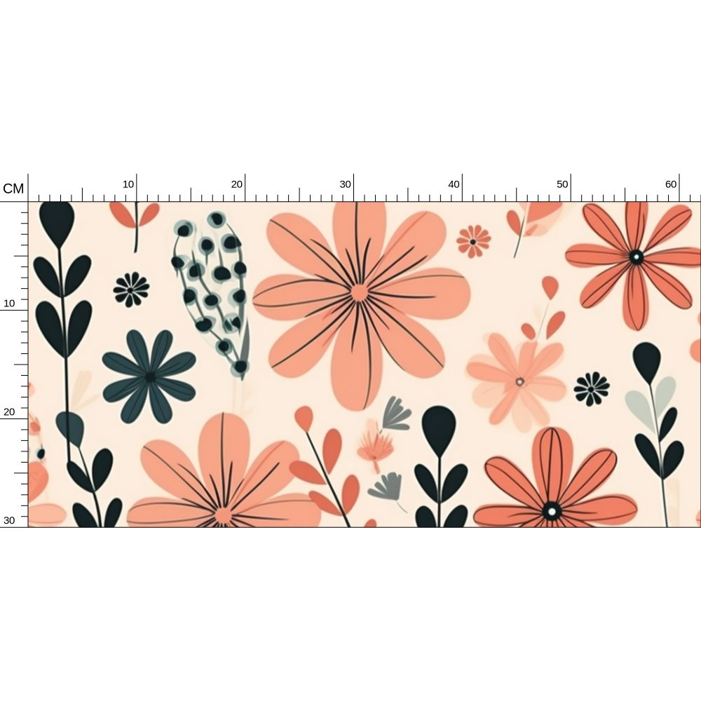 All shades of orange flowers Repeat Pattern Wallpaper