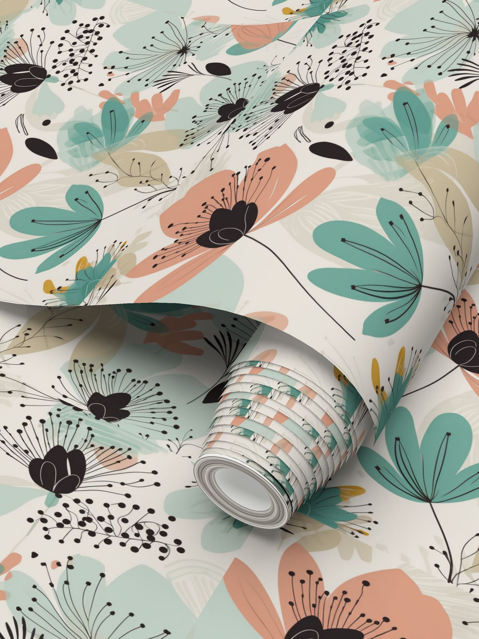 light orange and light green Repeat Pattern Wallpaper