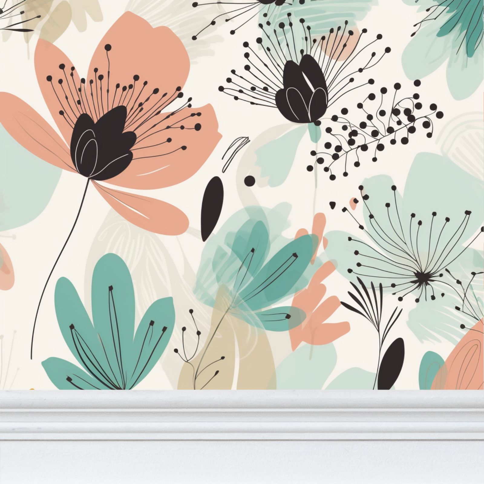 light orange and light green Repeat Pattern Wallpaper