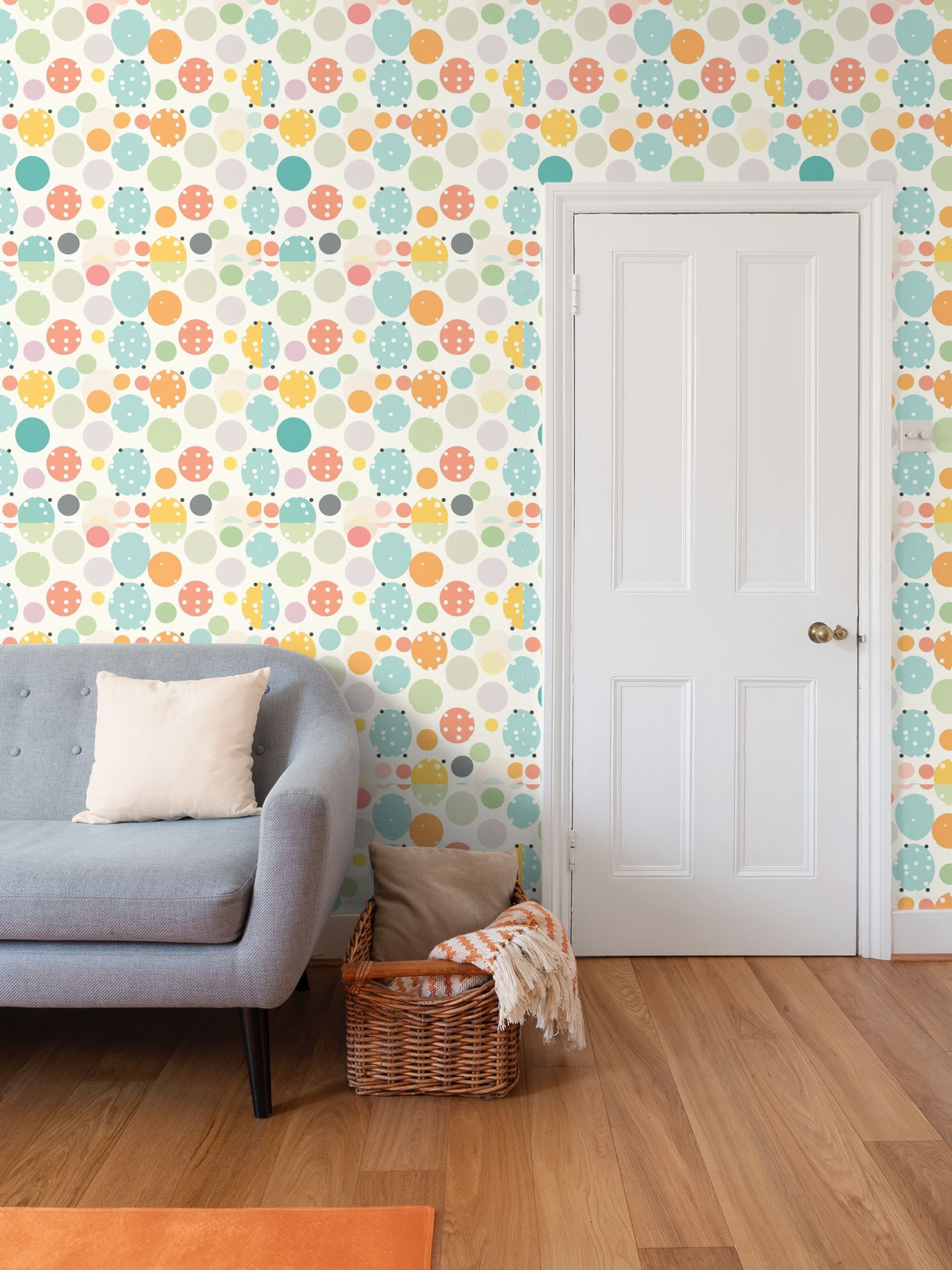Abstract oval shapes mix of colours Repeat Pattern Wallpaper