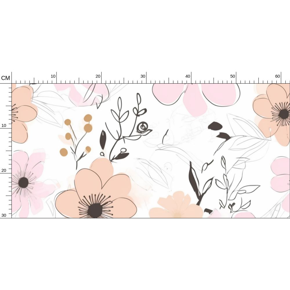 Pale orange and gentle pink flowers Repeat Pattern Wallpaper