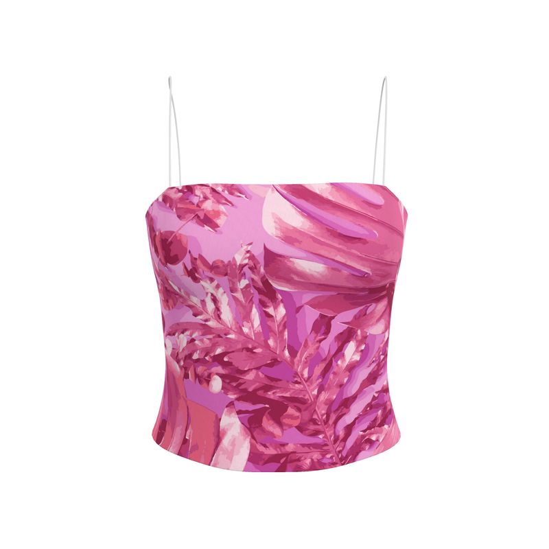 A gift for sister - Ladies Strappy Top Fuchsia Botanical Corset Top | Original Print