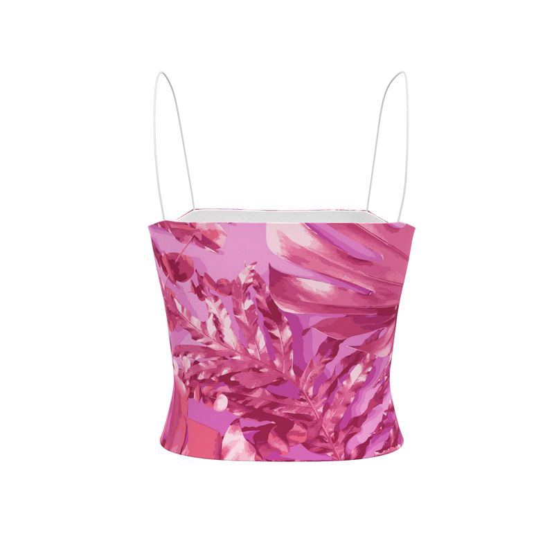 A gift for sister - Ladies Strappy Top Fuchsia Botanical Corset Top | Original Print