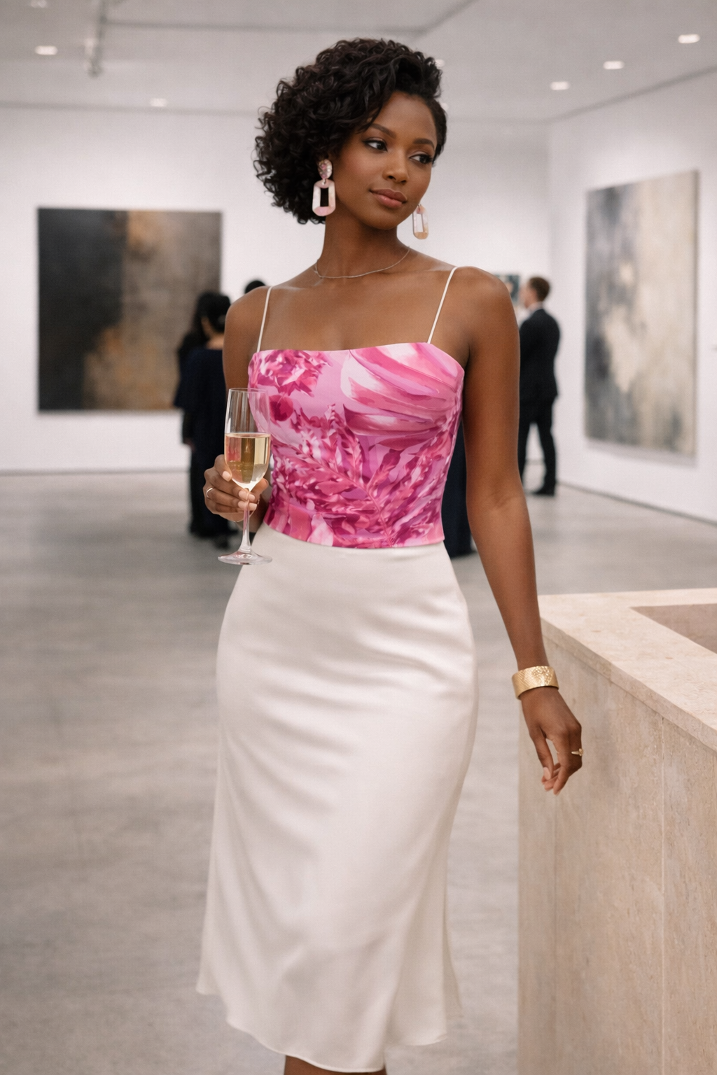 A gift for sister - Ladies Strappy Top Fuchsia Botanical Corset Top | Original Print