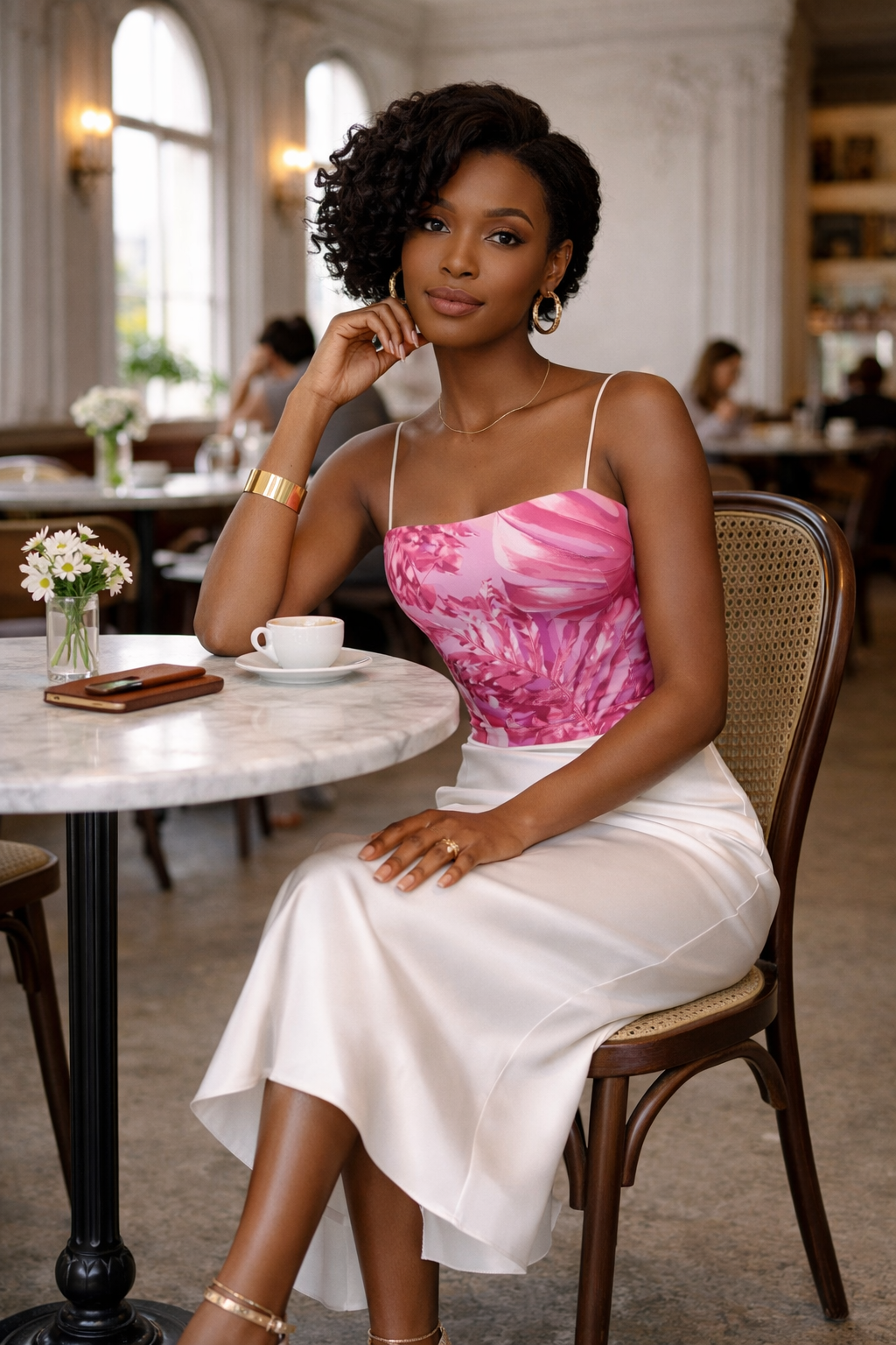 A gift for sister - Ladies Strappy Top Fuchsia Botanical Corset Top | Original Print