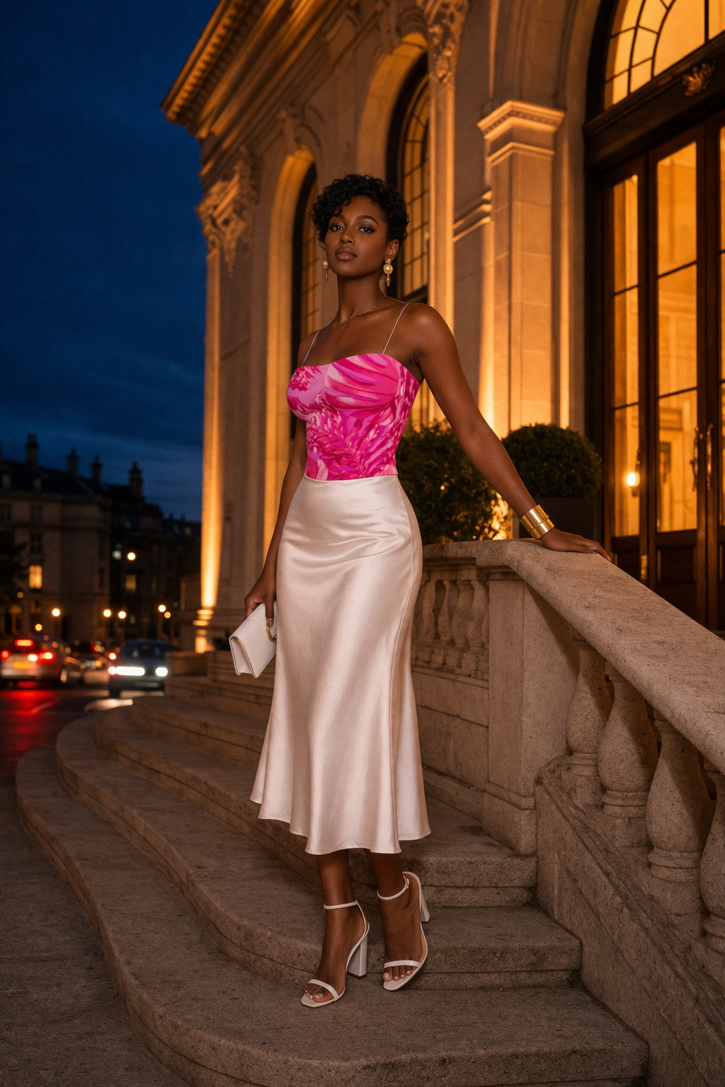 A gift for sister - Ladies Strappy Top Fuchsia Botanical Corset Top | Original Print