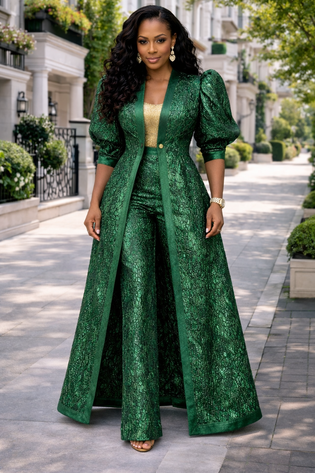 The Niadira Kimono Style Corset 3pc Set — Emerald