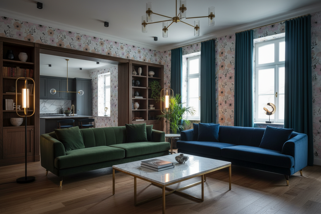 Dramatic Open Plan Living Room